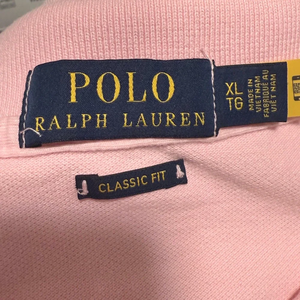 Polo Ralph Lauren Mens XL Pink Classic Fit Polo Shirt Blue‎ Pony Logo